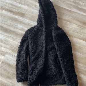 Black hooded teddy coat